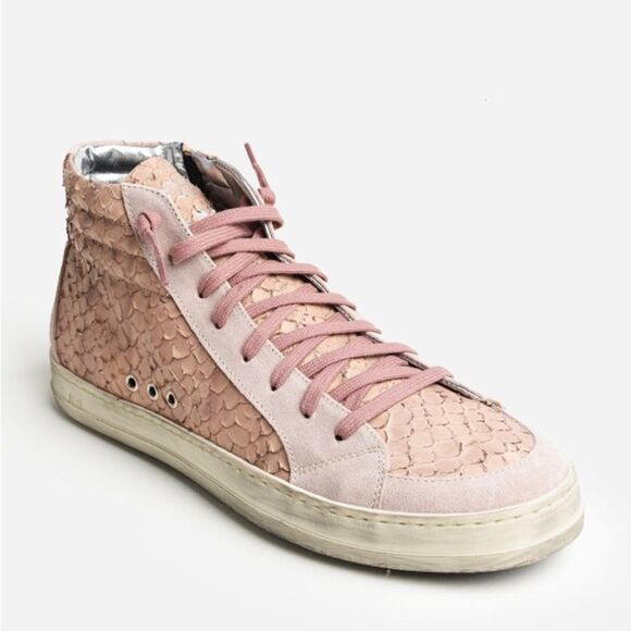 P448 Women’s S20 Skate Sneaker High Top Pink Python Snake‎ Skin Size 40 EU - Picture 1 of 10